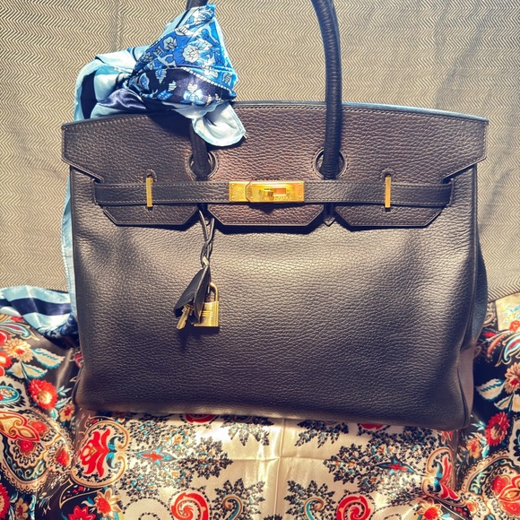 Rare Vintage 2003 Hermes Birkin 35 Ardennes leather Gold hardware & Entrupy COA - Picture 4 of 17